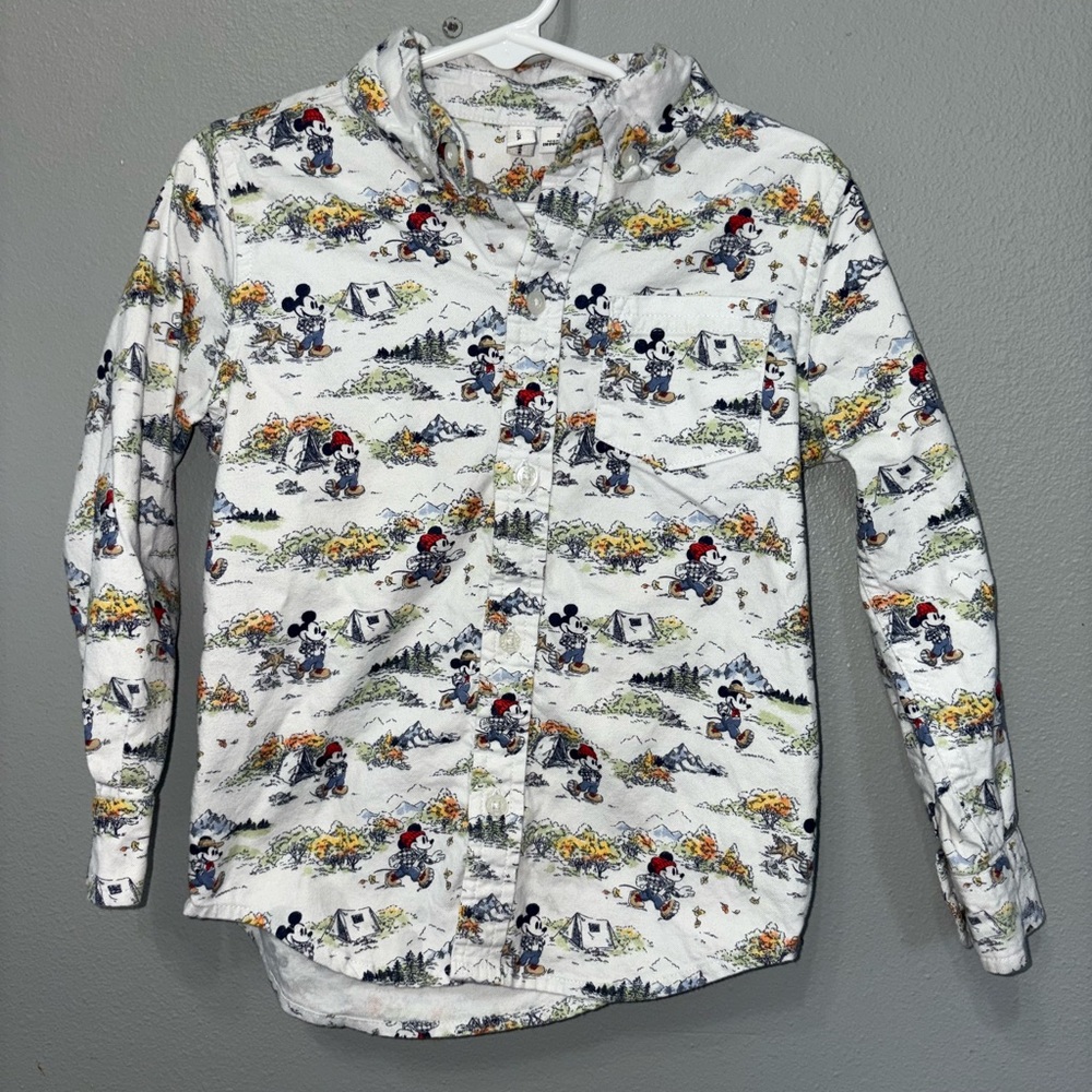 Disney White Button Down Shirt with Nature-Inspired Print